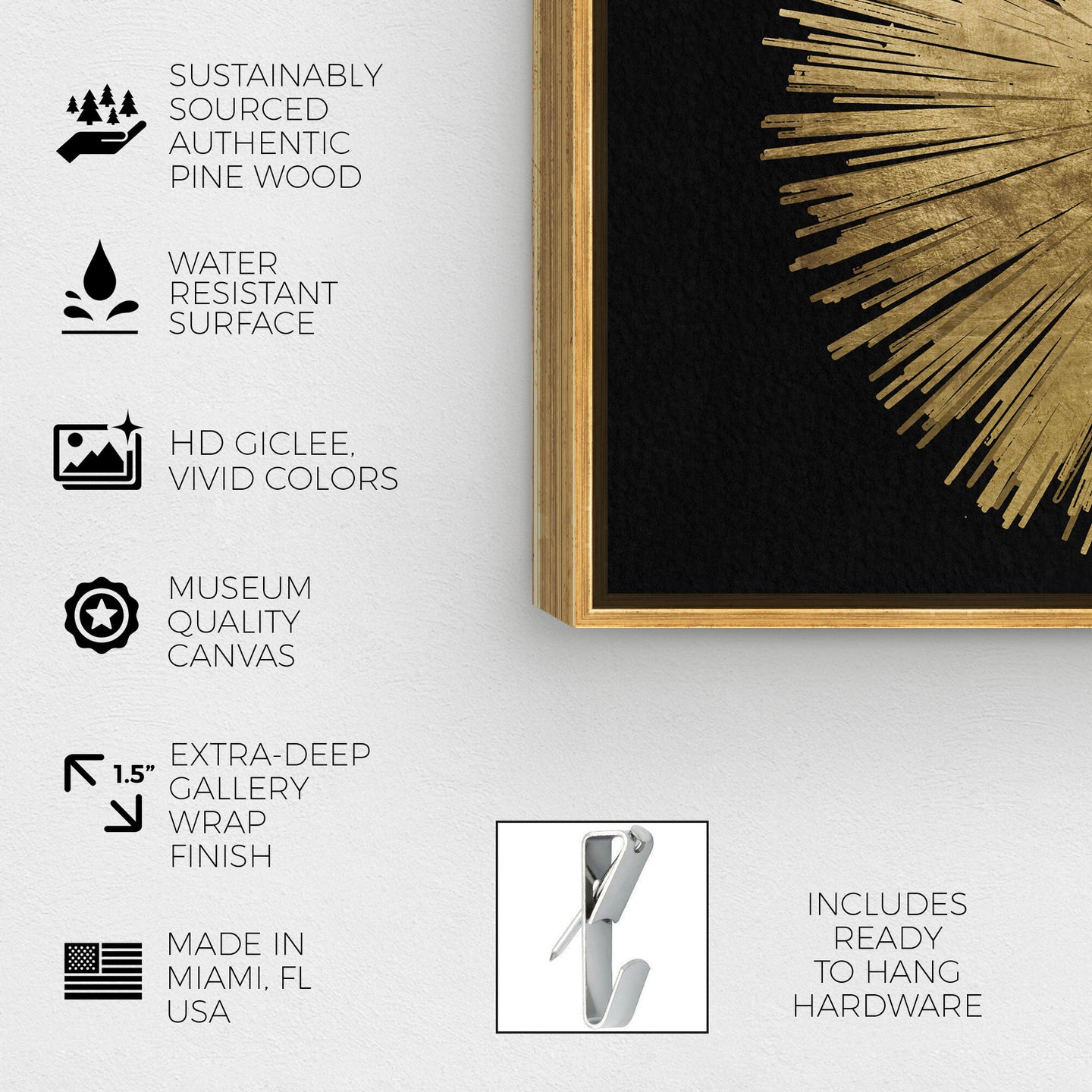 Sunburst Golden Night DIPTYCH - Displayed in a Floating Frame