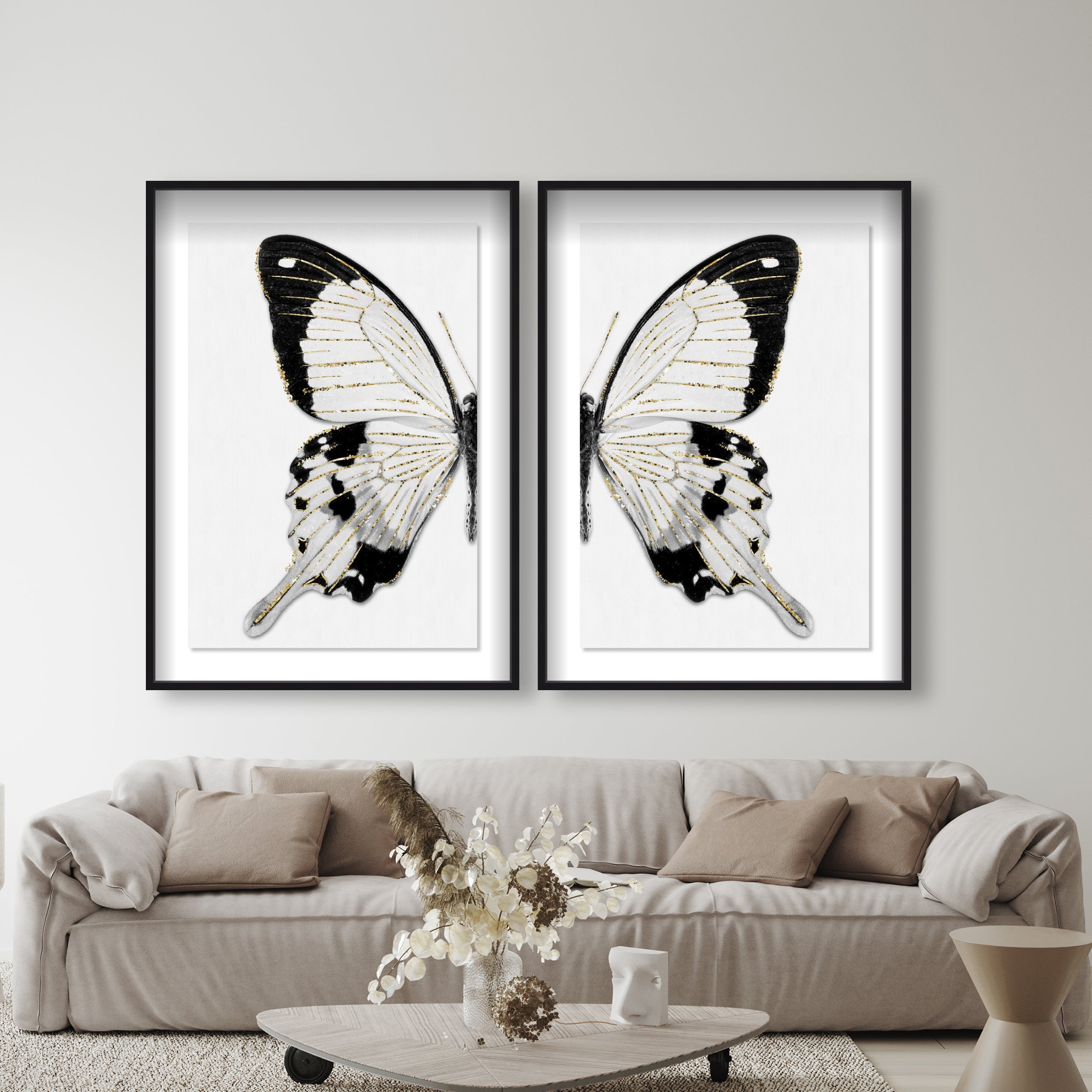 【新品同様】 Oliver Gal Cinderella's Night Off Monochrome Butterfly SET | Fashion and Glam Wall Art by Oliver Gal