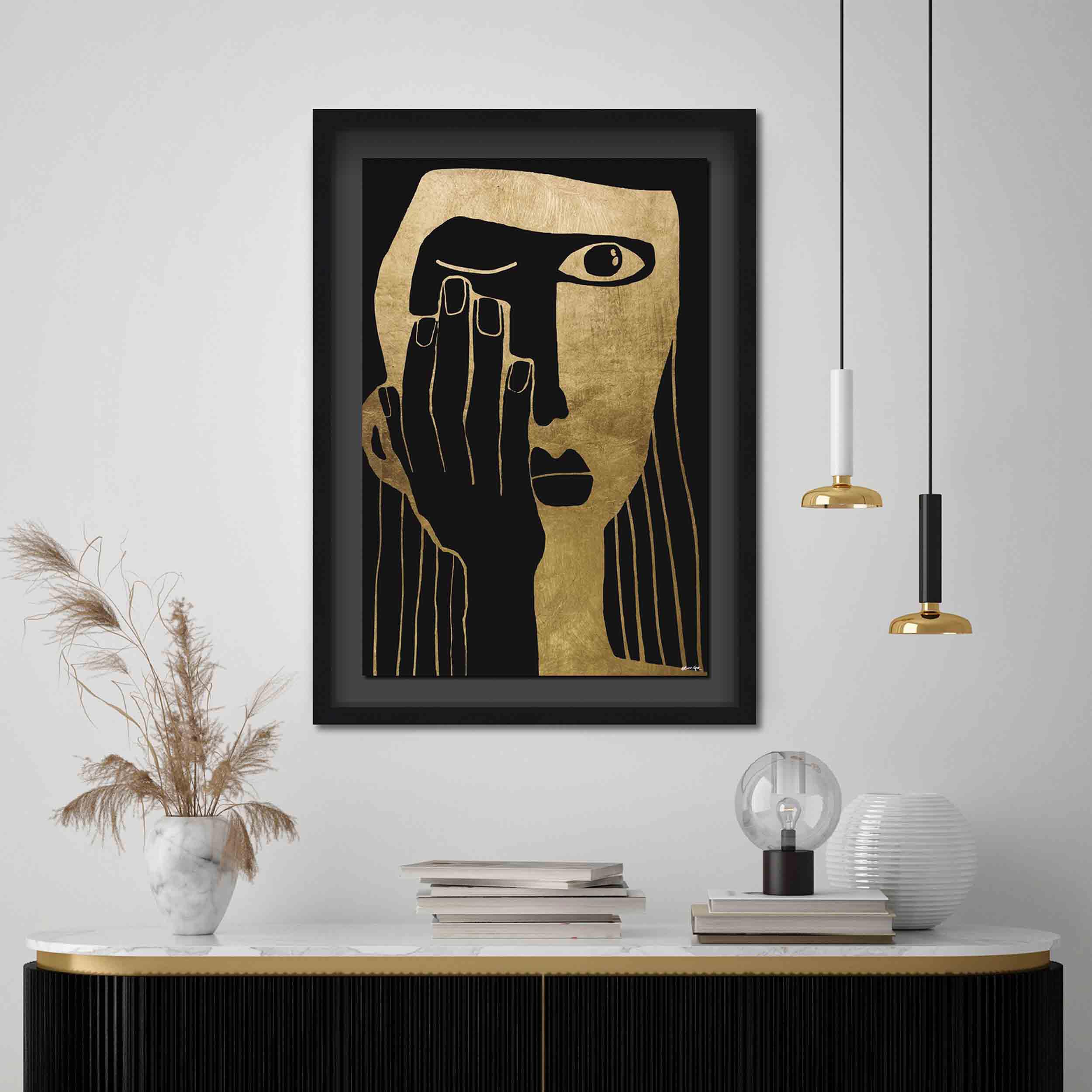 【OliverGal】オリバー・ガル　アート　絵画　BLACK &GOLD I Feel For You - Gold Leaf Wall Art | Oliver Gal