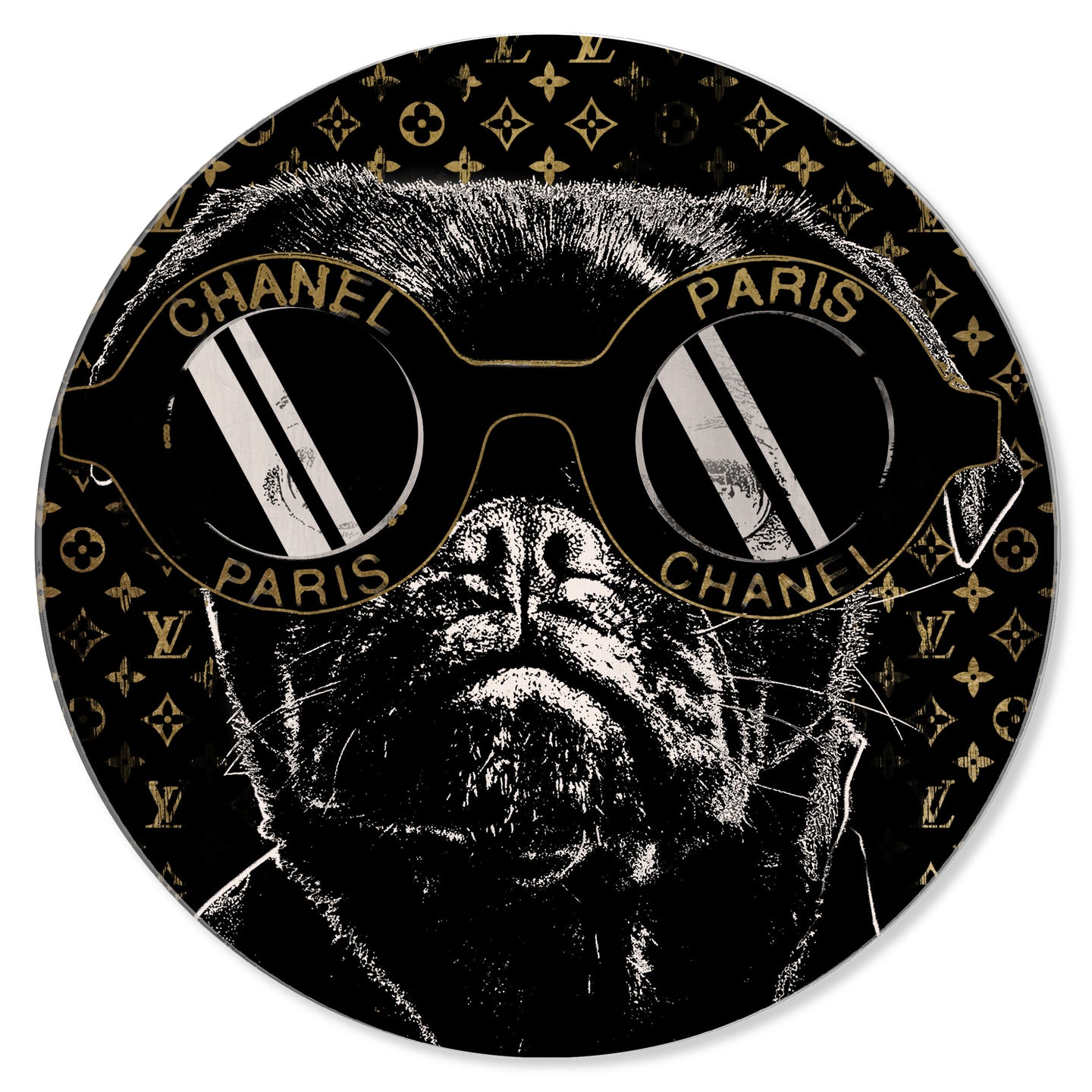 Fashion Noir Frenchie - Round Acrylic Art