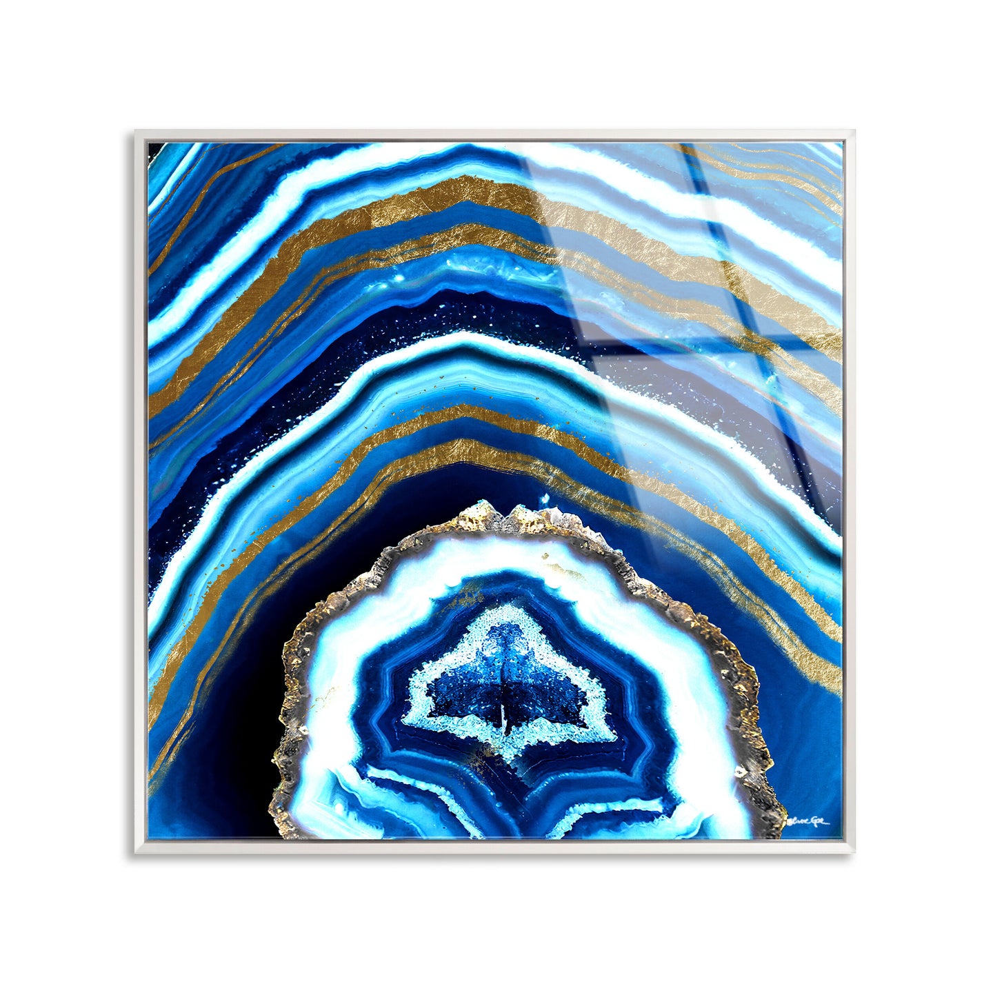 Adore Cyan Geode - Framed Acrylic Art