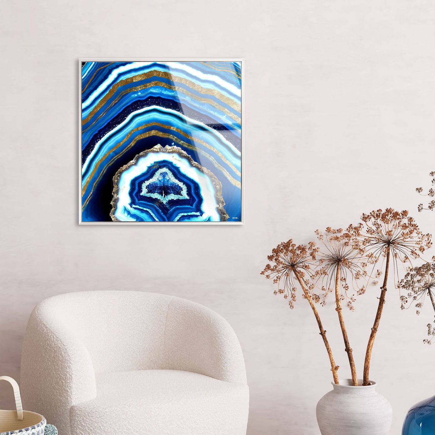 Adore Cyan Geode - Framed Acrylic Art