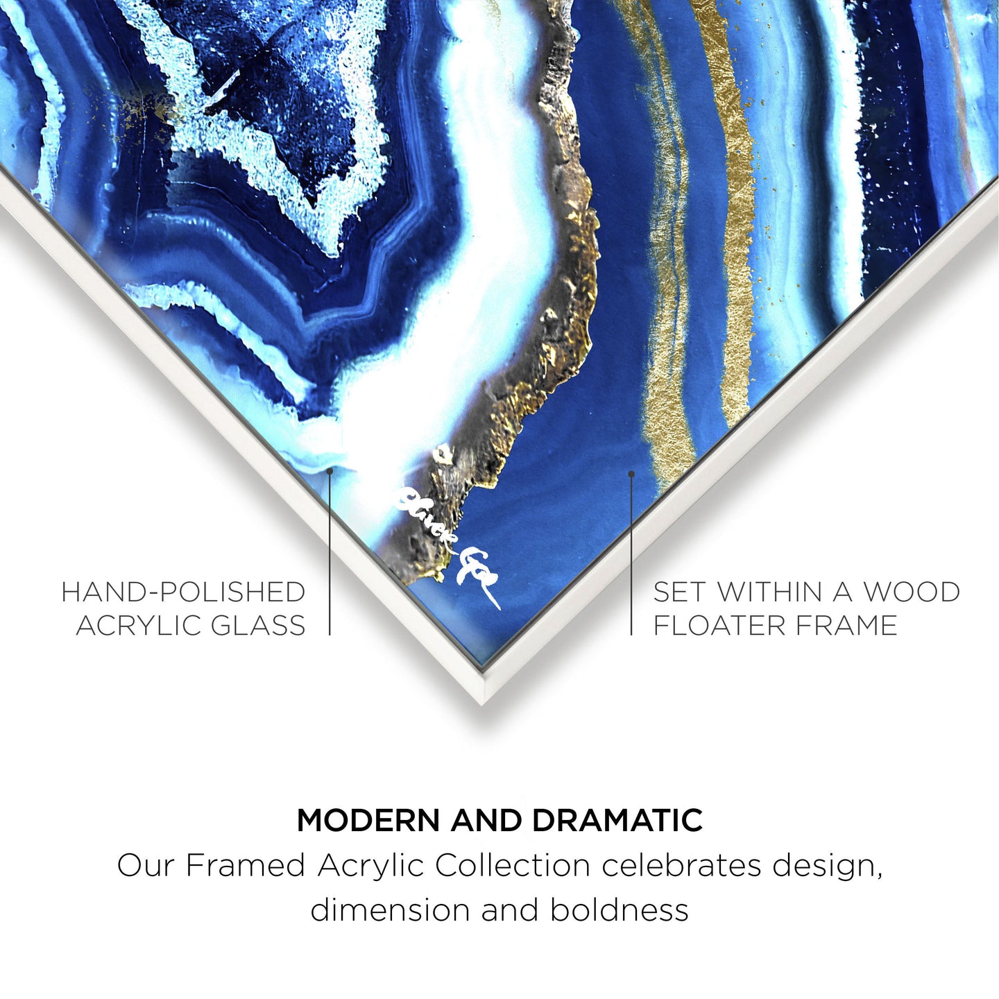 Adore Cyan Geode - Framed Acrylic Art