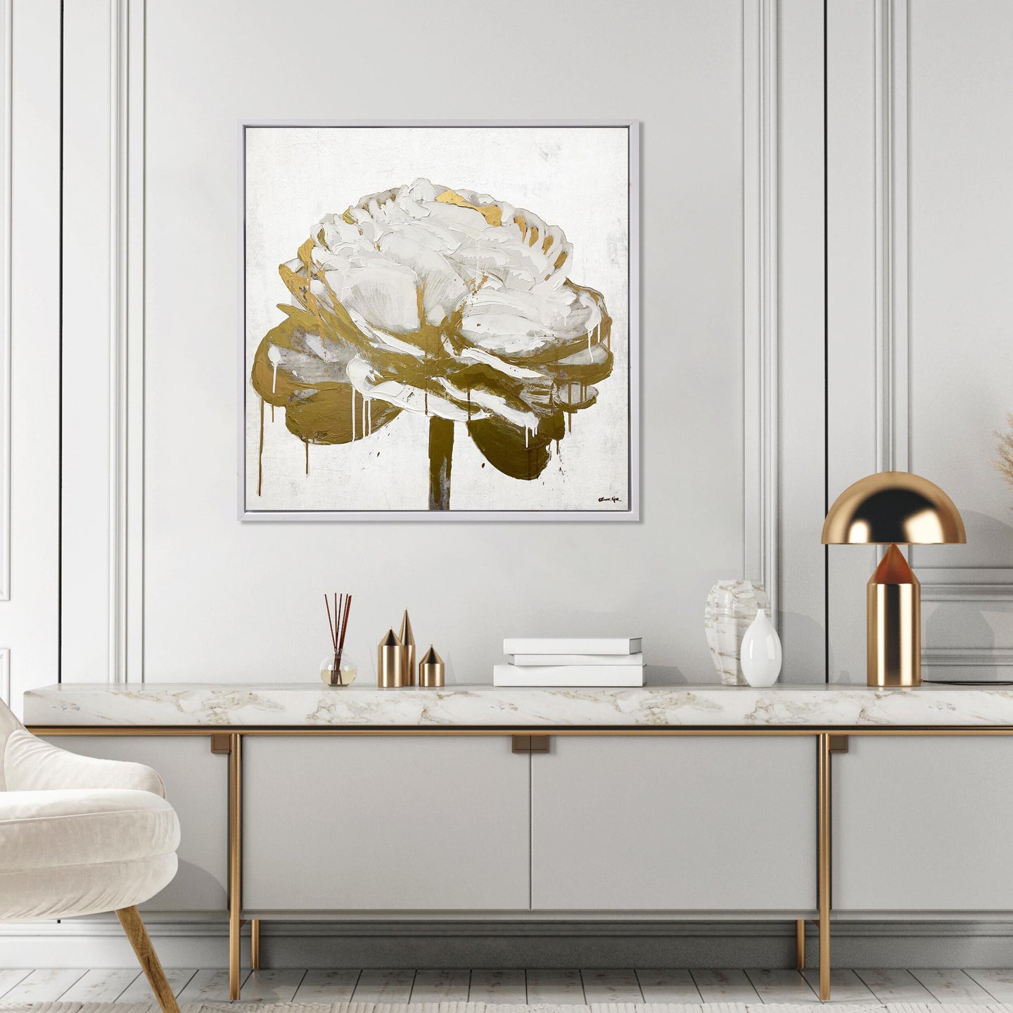 Gilded Floral II- With Hand-Brushed Gel Coat and Acrylic Paint Brushwork