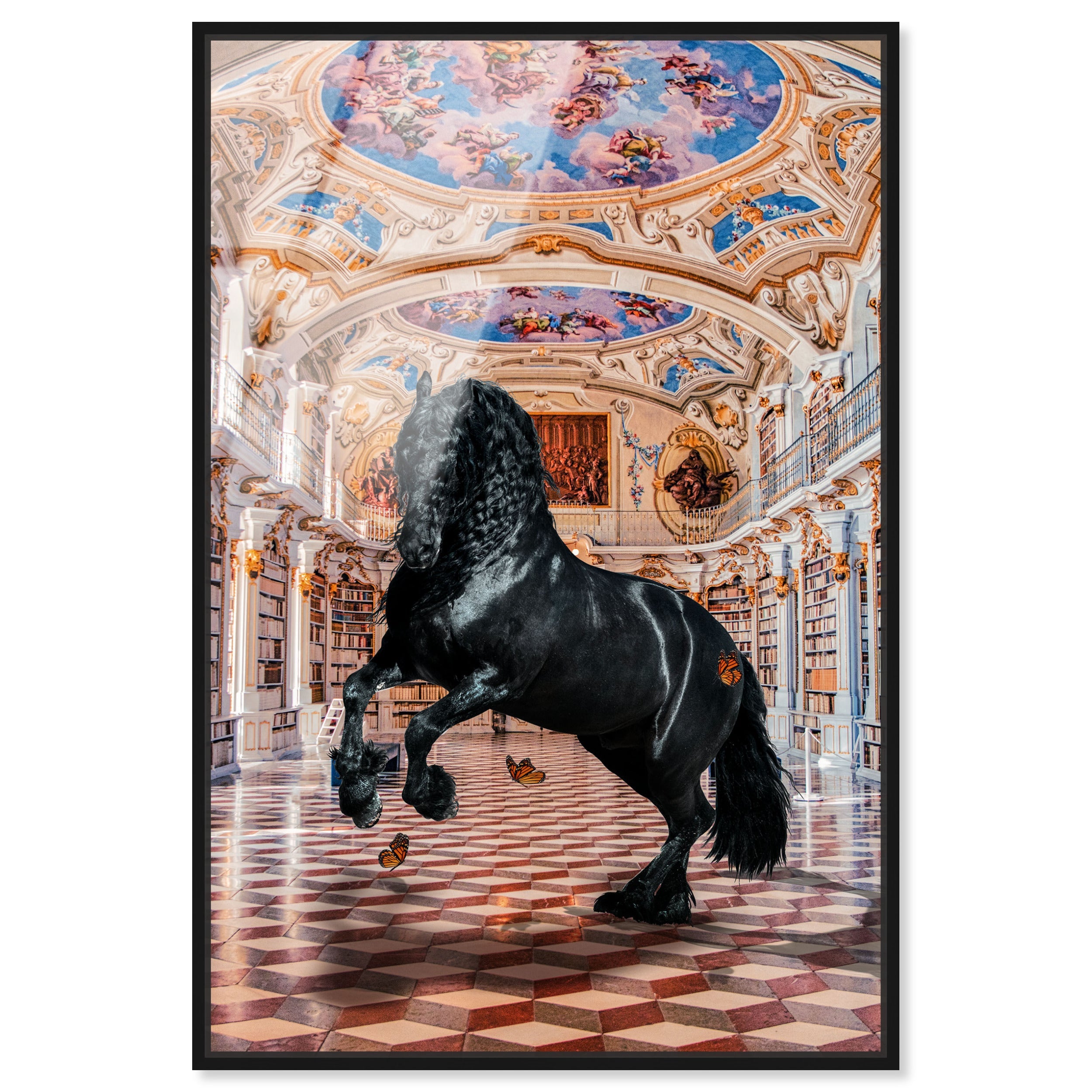 Stallion at the Library Animal Wall Art Oliver Gal