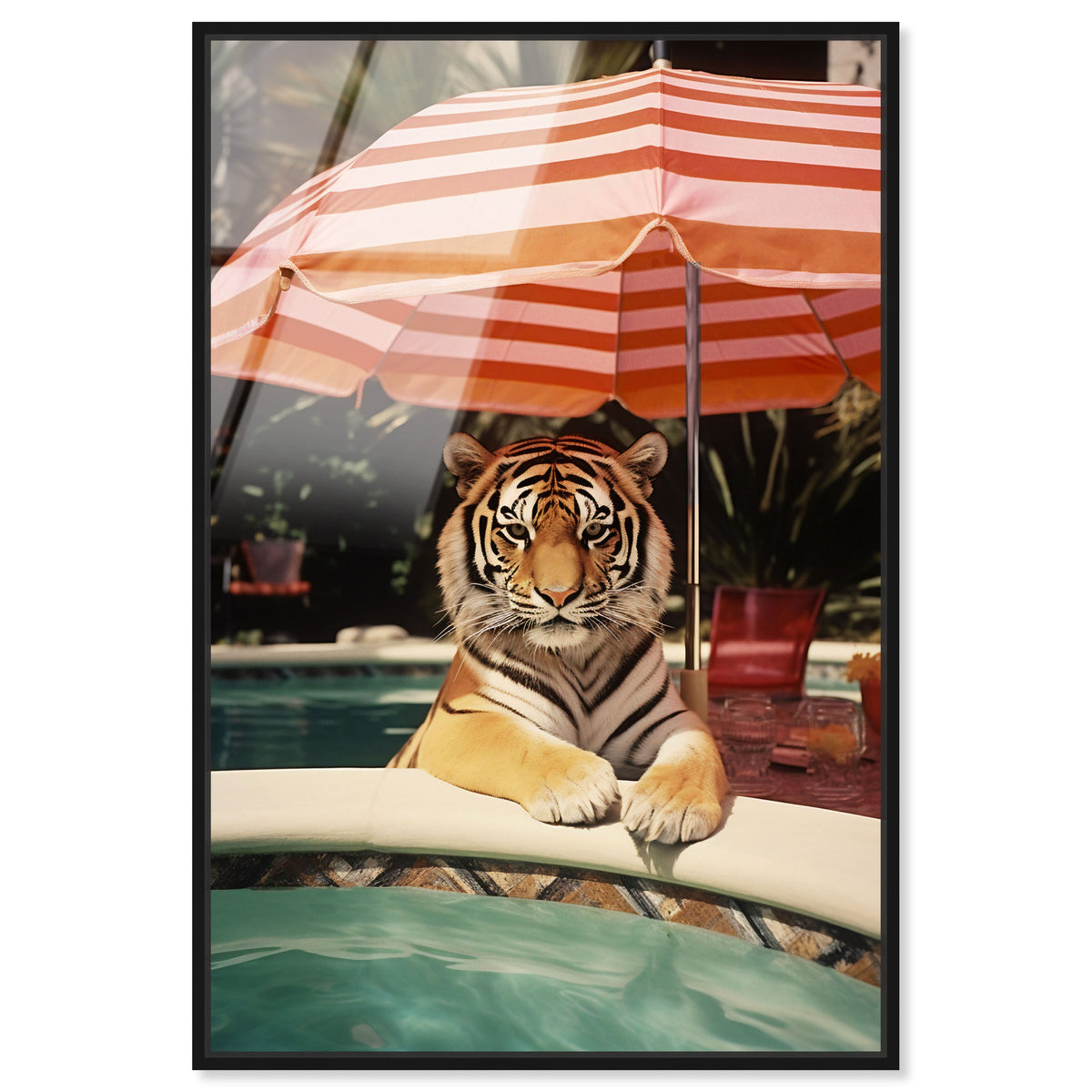 Poolside Tiger Encounter Fashion Wall Art Oliver Gal
