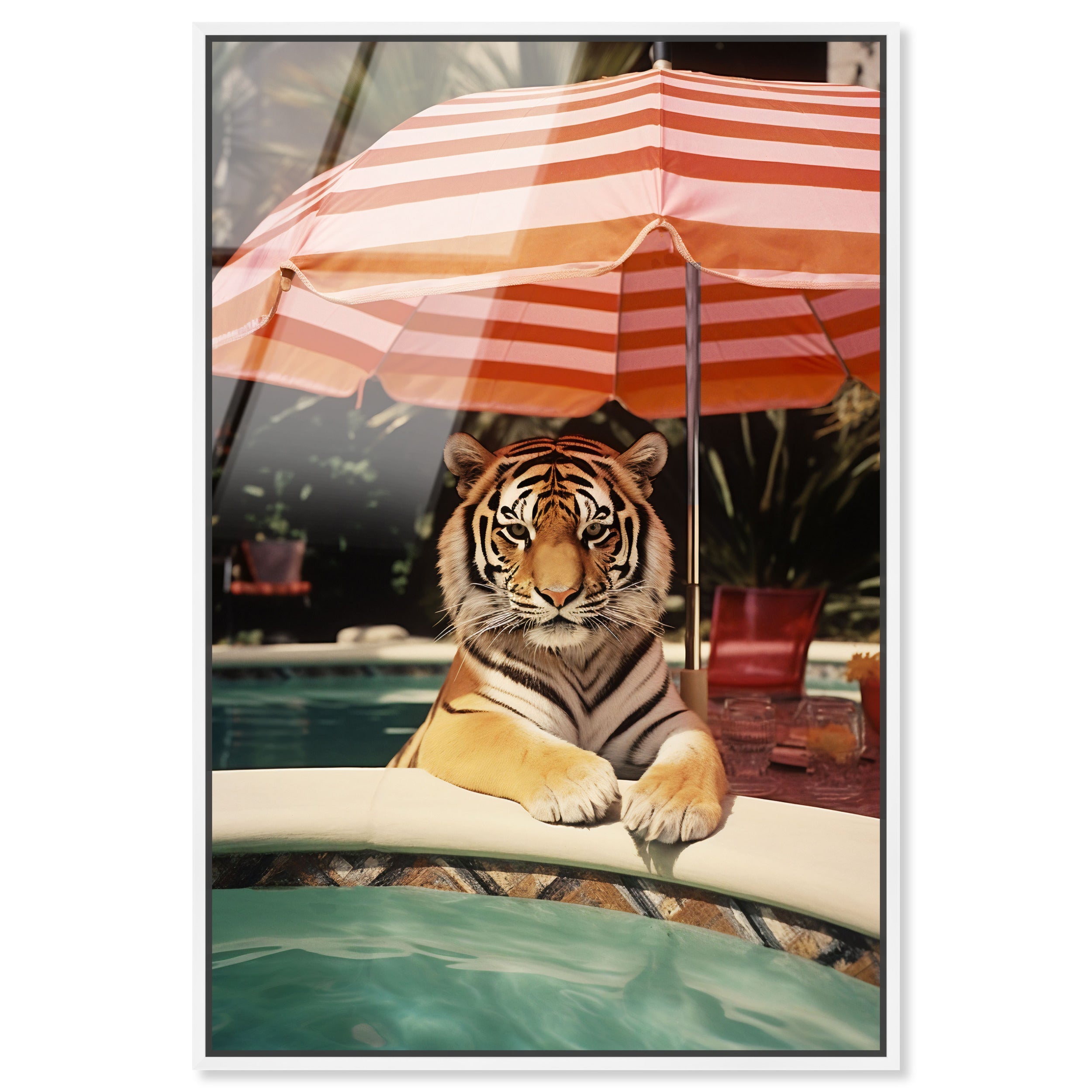 Poolside Tiger Encounter Fashion Wall Art Oliver Gal