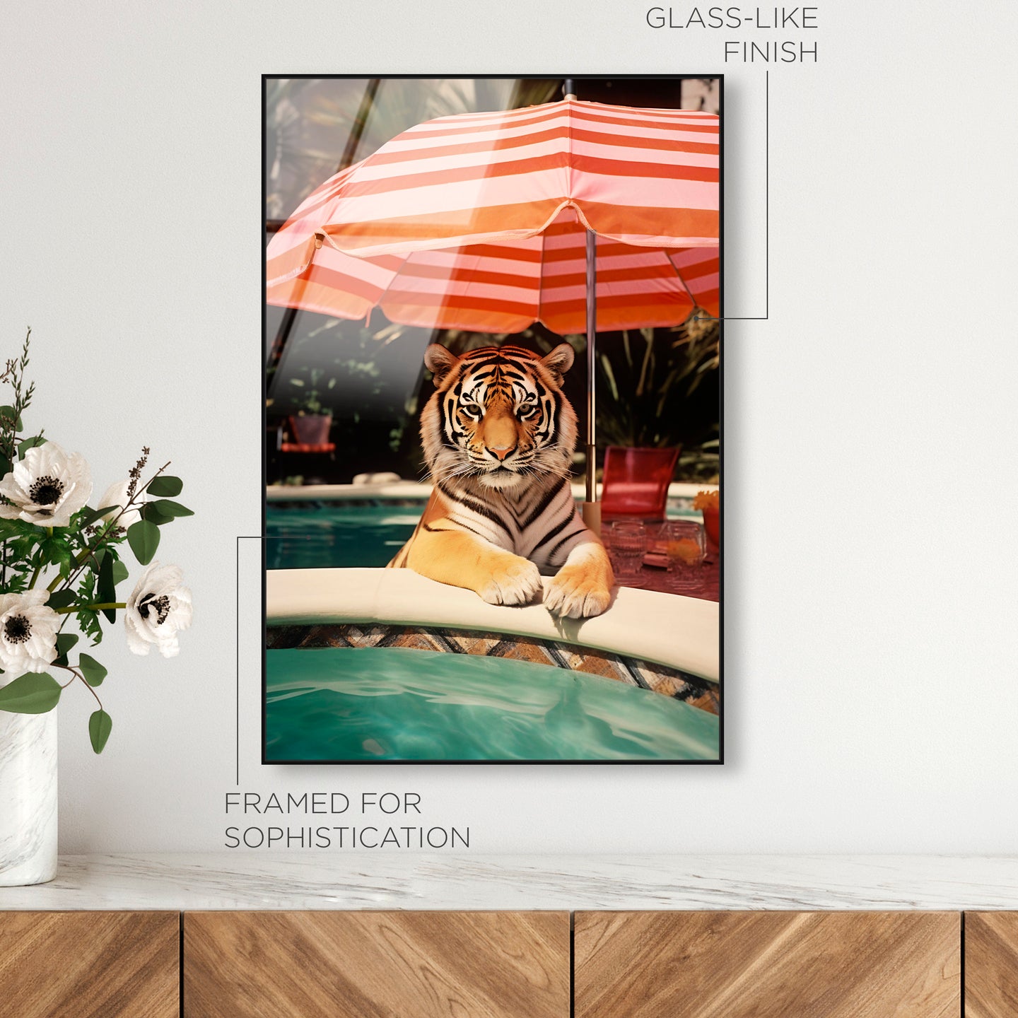 Poolside Tiger Encounter Fashion Wall Art Oliver Gal