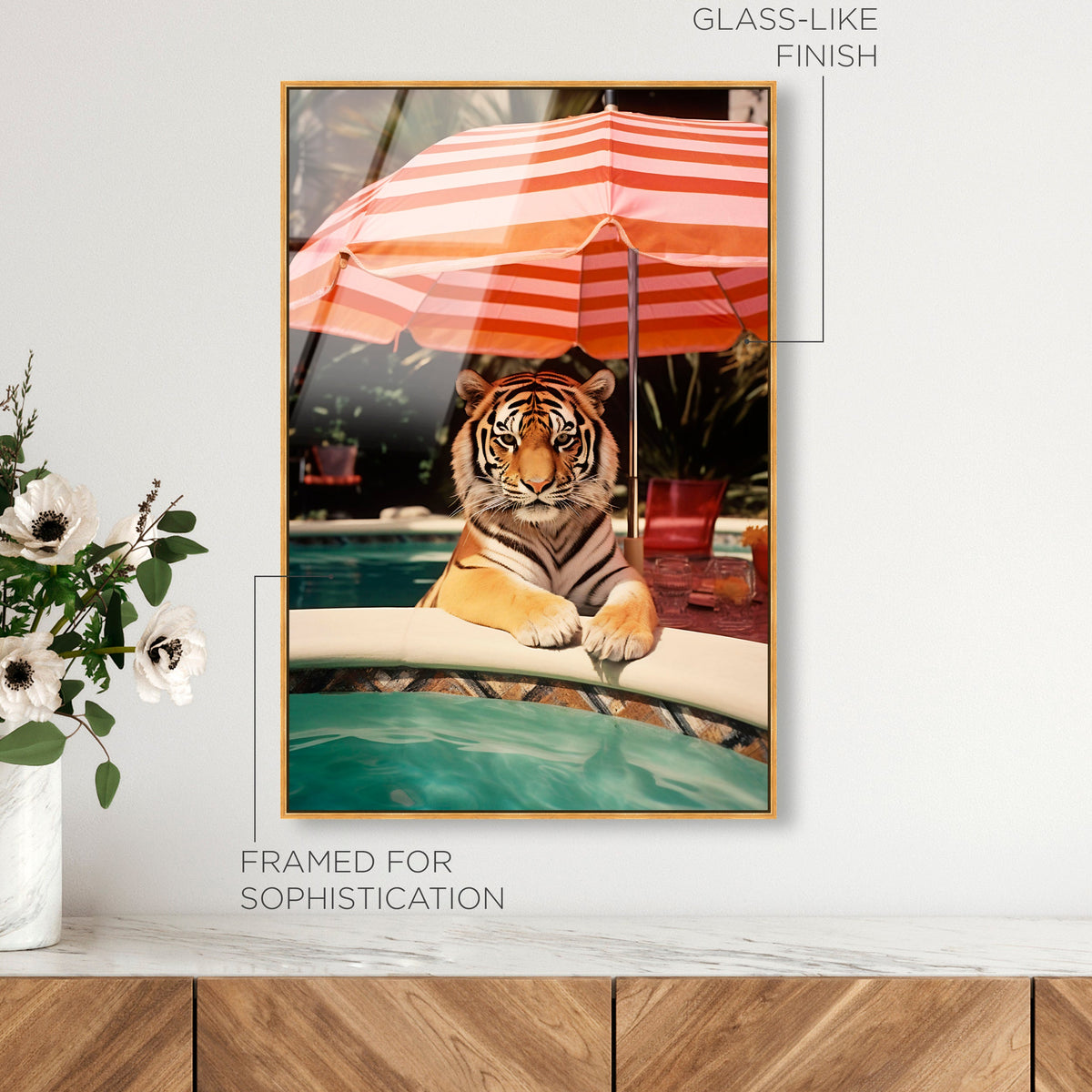 Poolside Tiger Encounter Fashion Wall Art Oliver Gal