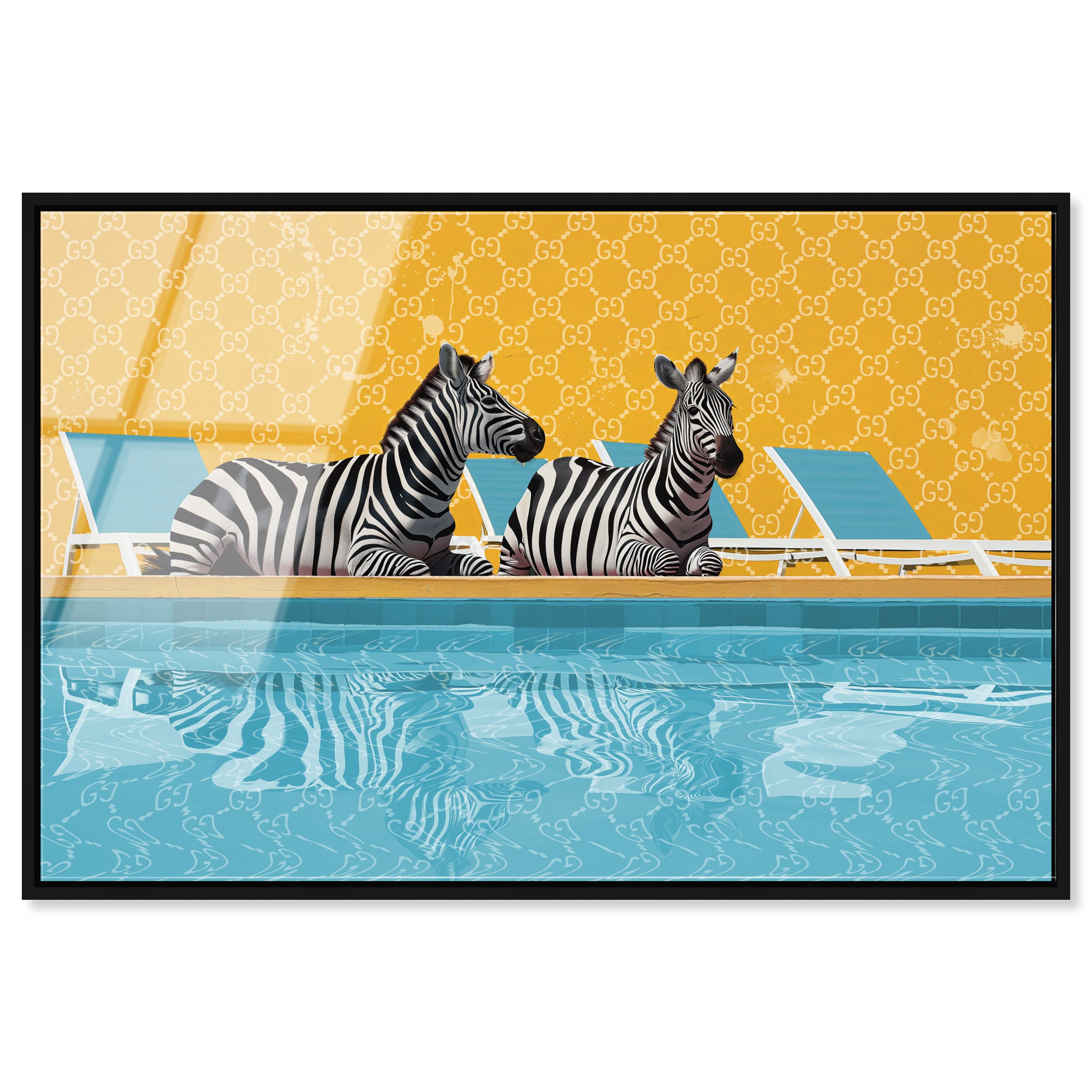 Palm Springs Zebra Pool | Animals Wall Art by Oliver Gal