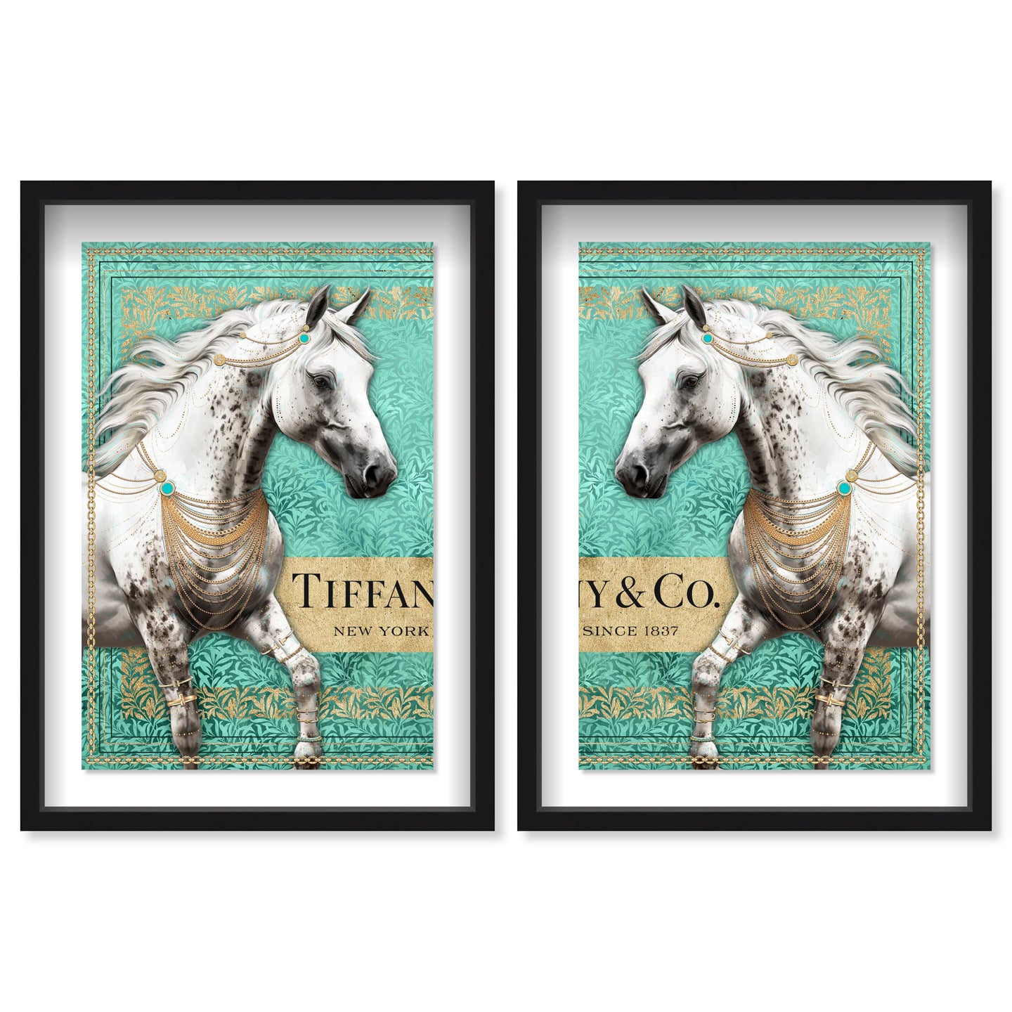 Teal Gilded Grace Duo - With Gold Leaf