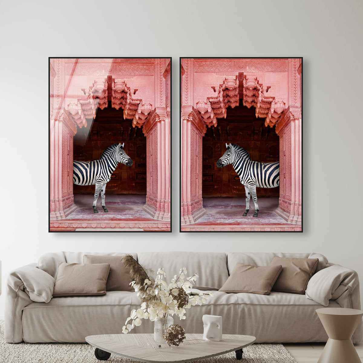 Zebras Apartment is Coral Pink Set Animal Wall Art Oliver Gal