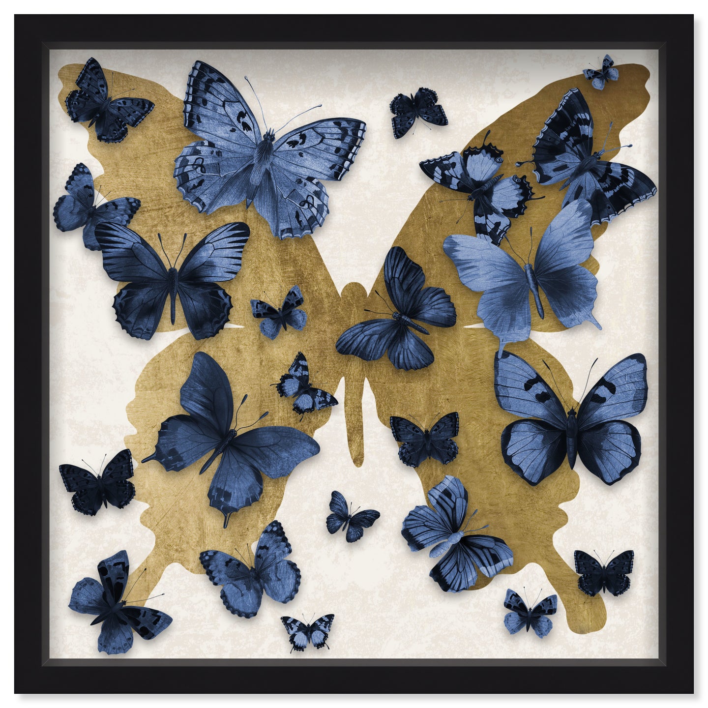 Butterfly Pins Prussian Bleu | Hand Embellished & Sculptural Gold Leaf Art