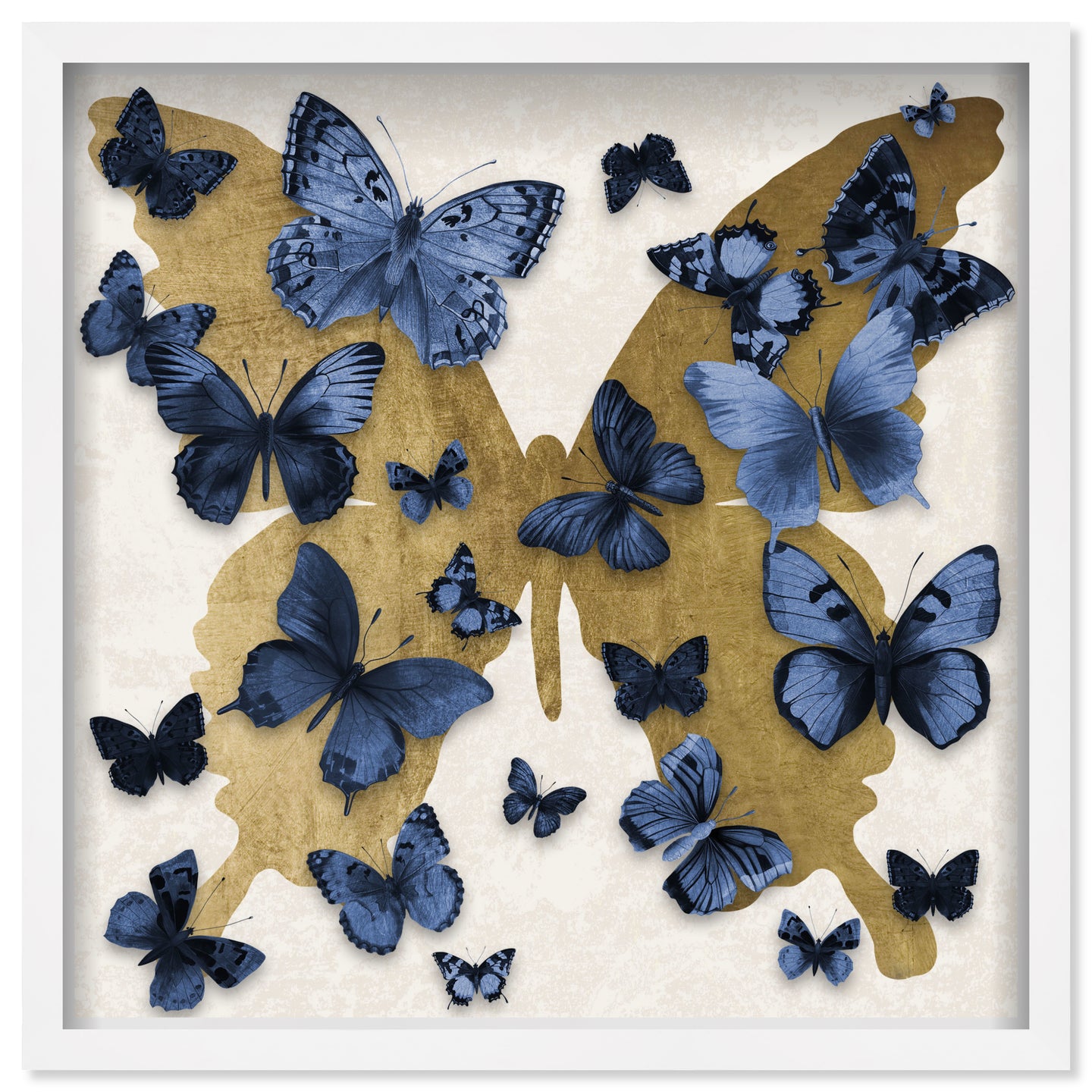 Butterfly Pins Prussian Bleu | Hand Embellished & Sculptural Gold Leaf Art