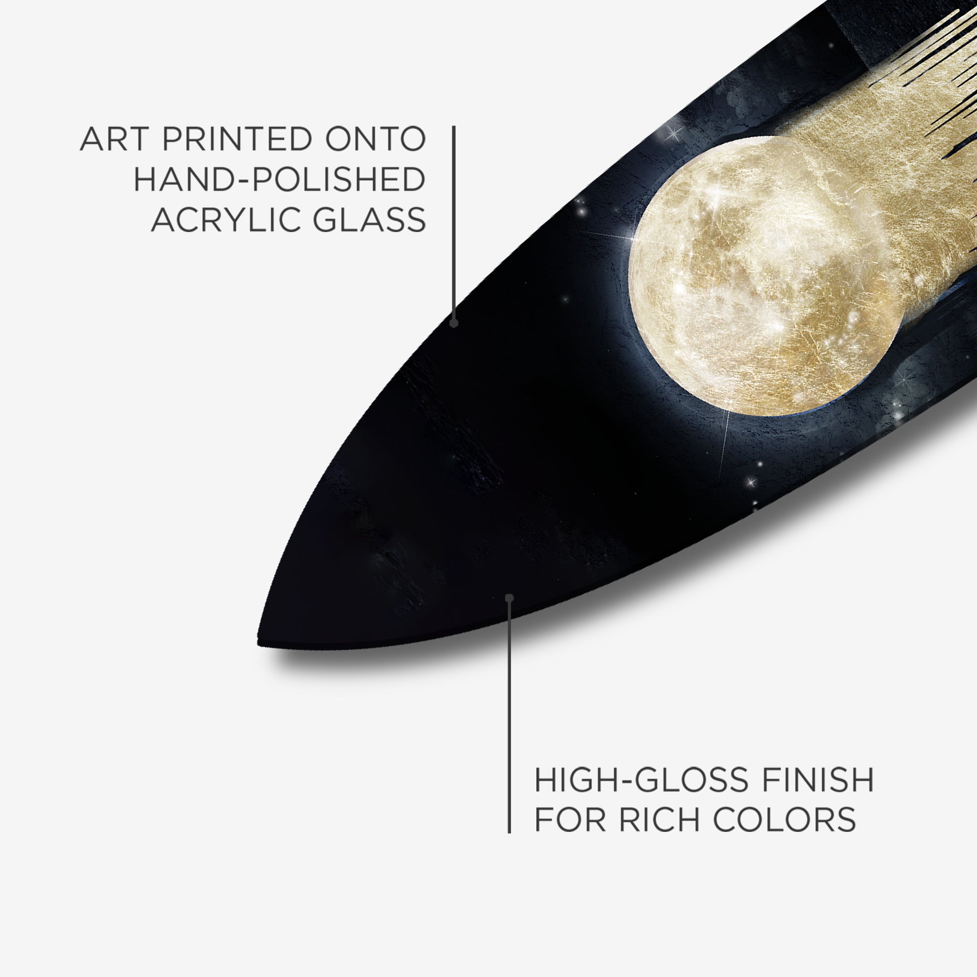 Solid Gold Heart Moon Surfboard
