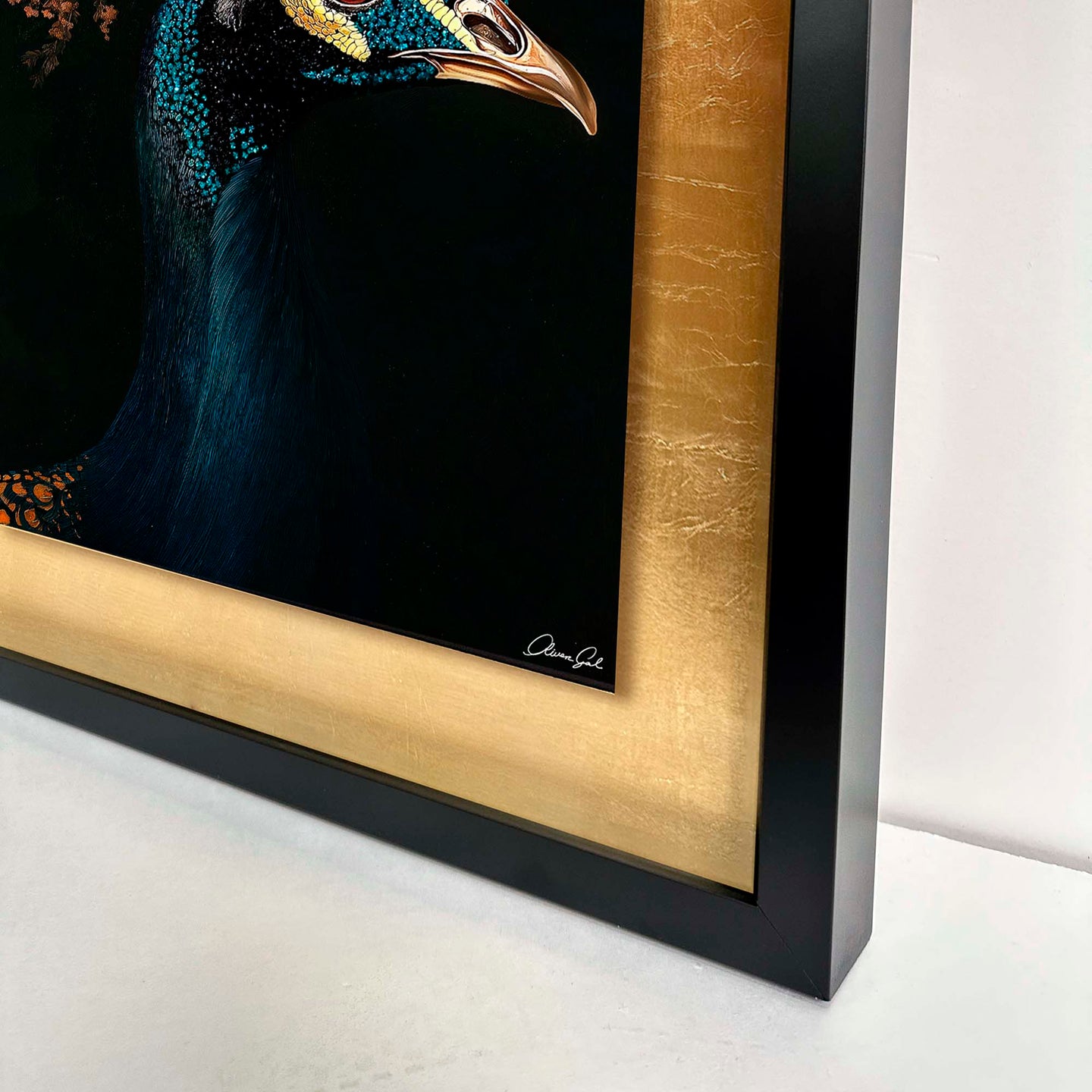 Peacock's Crown I - With Hand-Applied Gold Leaf & Glitter