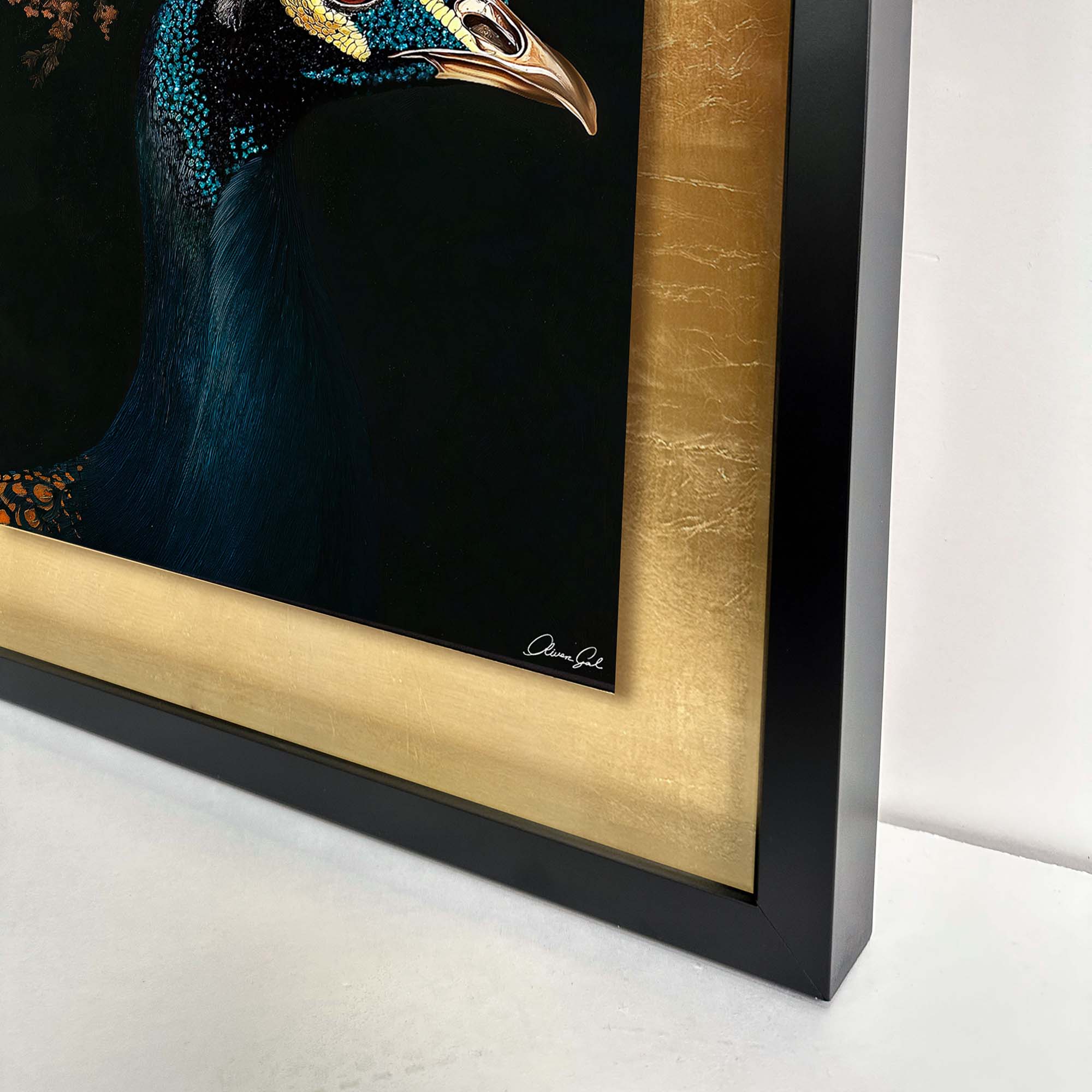 Peacock's Crown I - With Hand-Applied Gold Leaf & Glitter