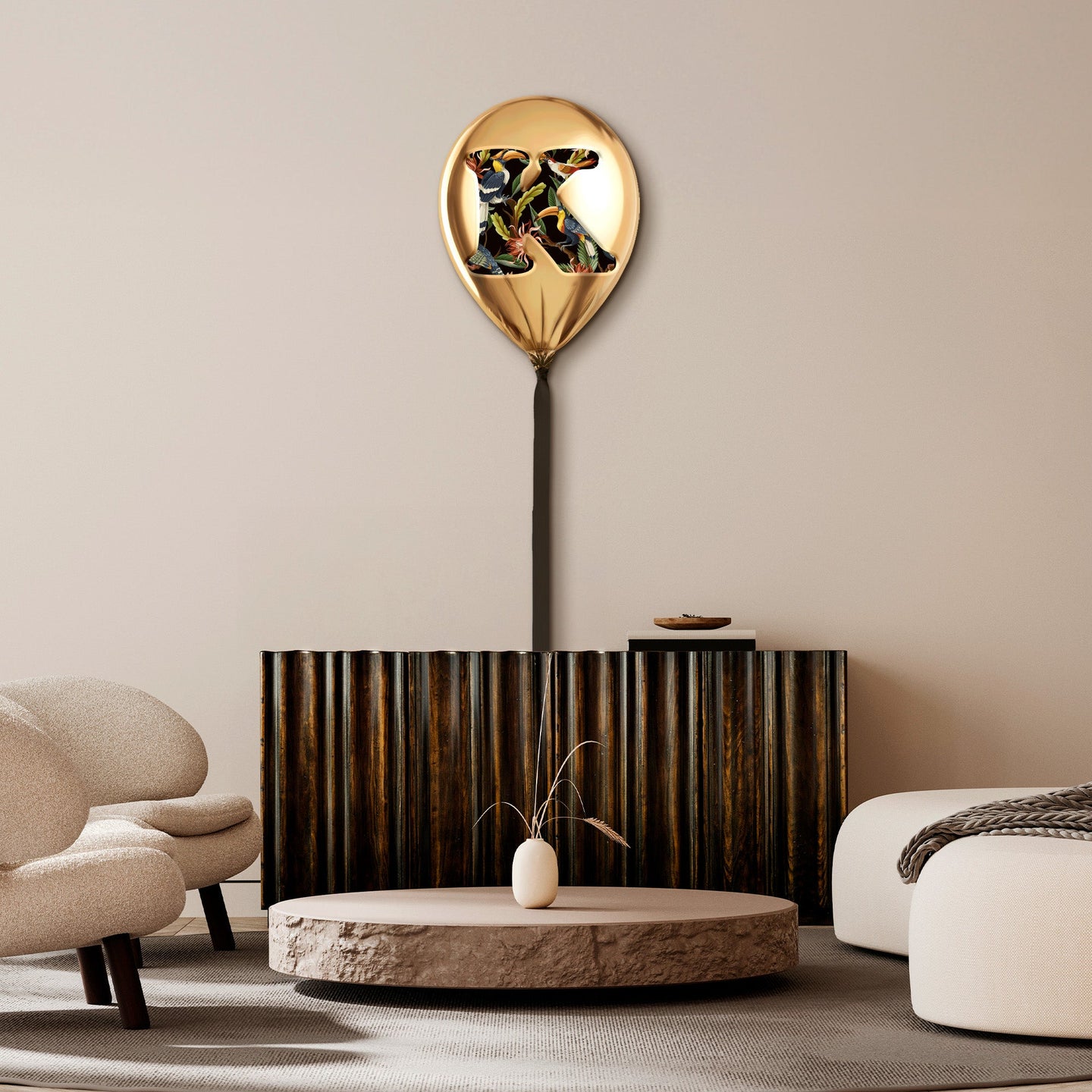 24x24/Gold Monogram Balloon/Gold Balloon K
