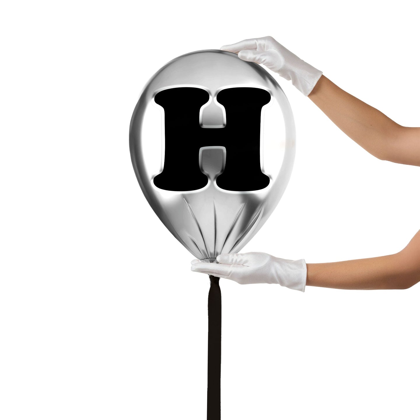 24x24/Silver Monogram Balloon/Silver Balloon H