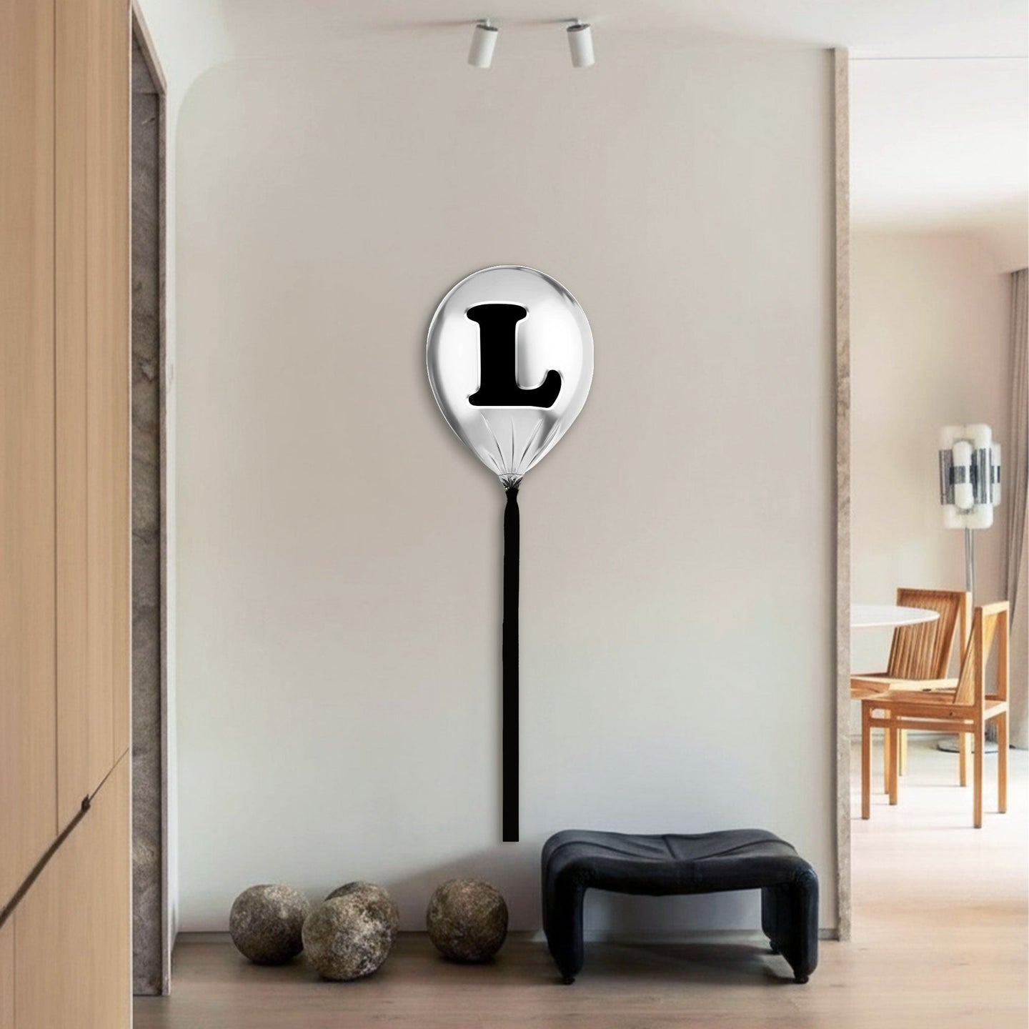 24x24/Silver Monogram Balloon/Silver Balloon L