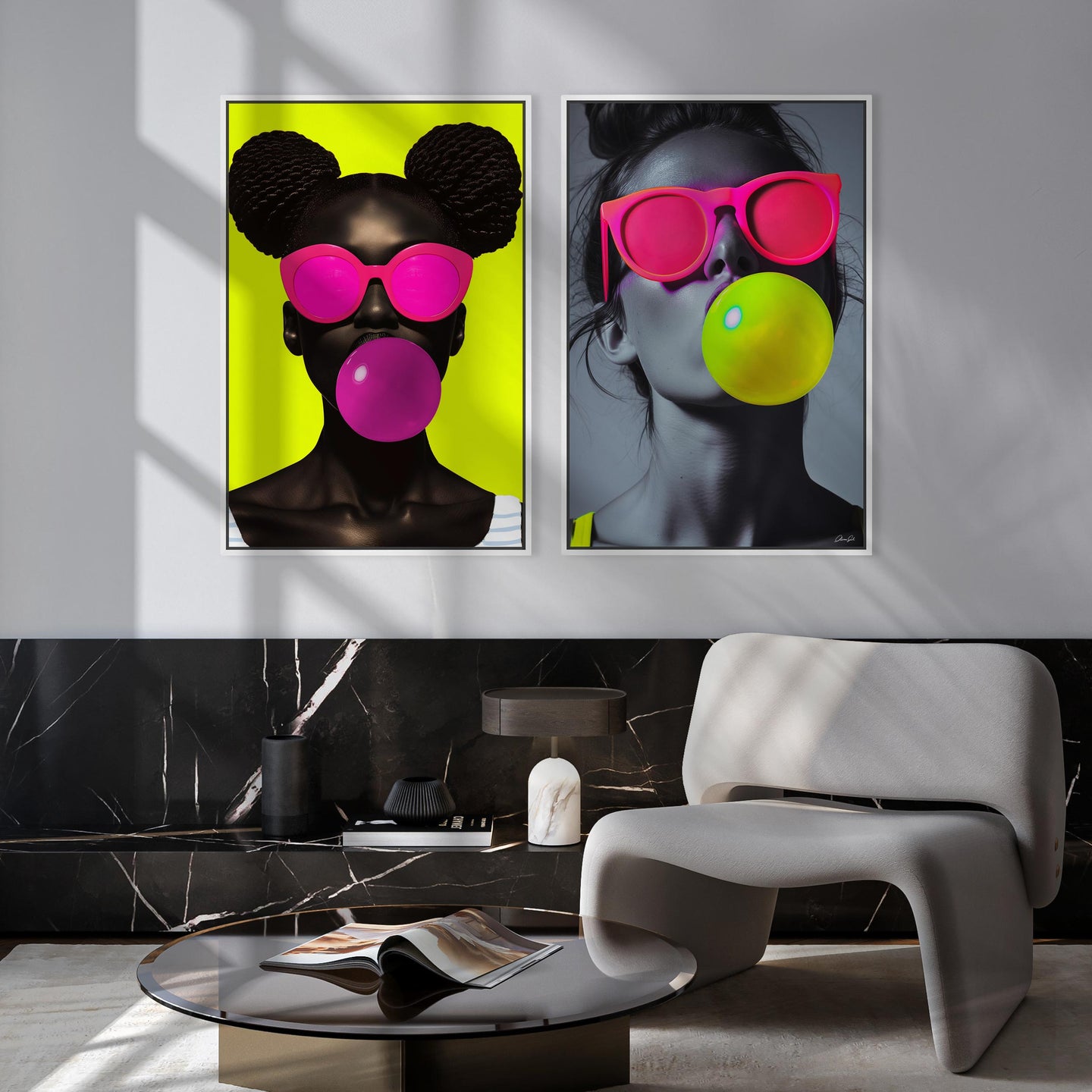 Bubble Woman - Framed Acrylic Sculpture - Set