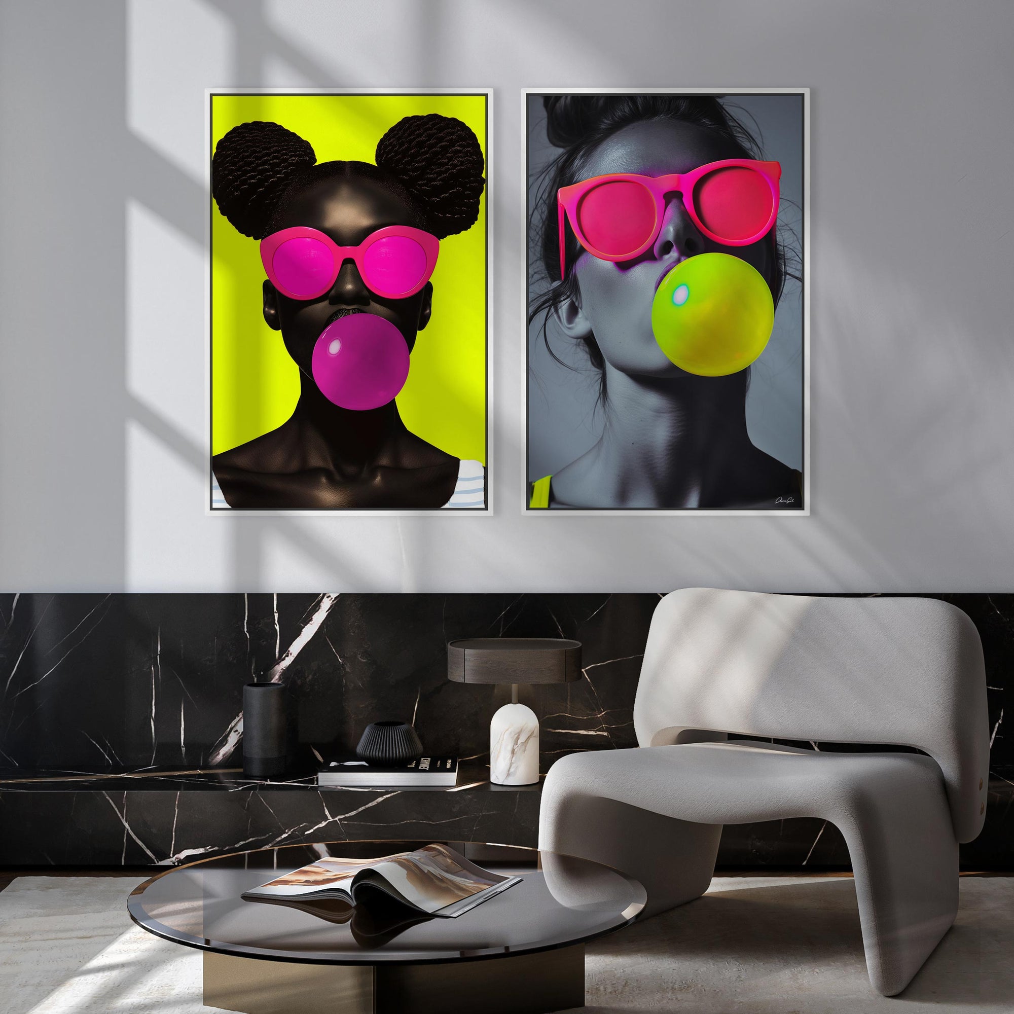 Bubble Woman - Framed Acrylic Sculpture - Set