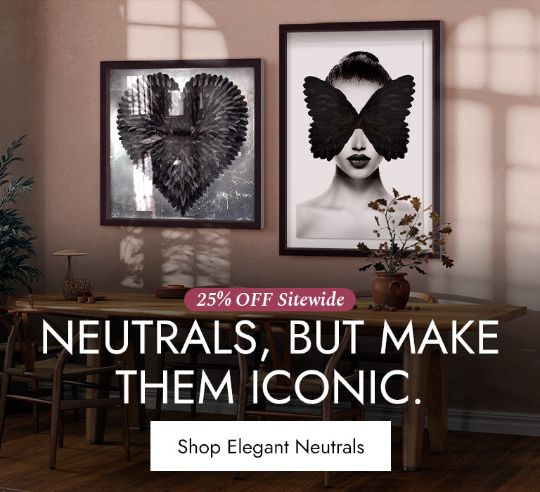 Modern luxury art display featuring monochrome surfboards and metallic designer balloons from the Elegant Neutrals Collection.