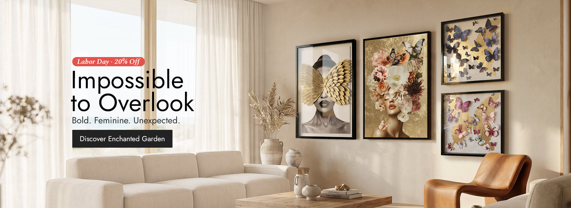 A bright, sophisticated living room featuring the Oliver Gal 