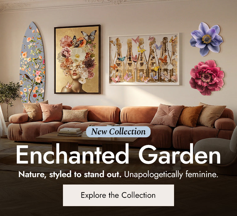 A bright, sophisticated living room featuring the Oliver Gal 