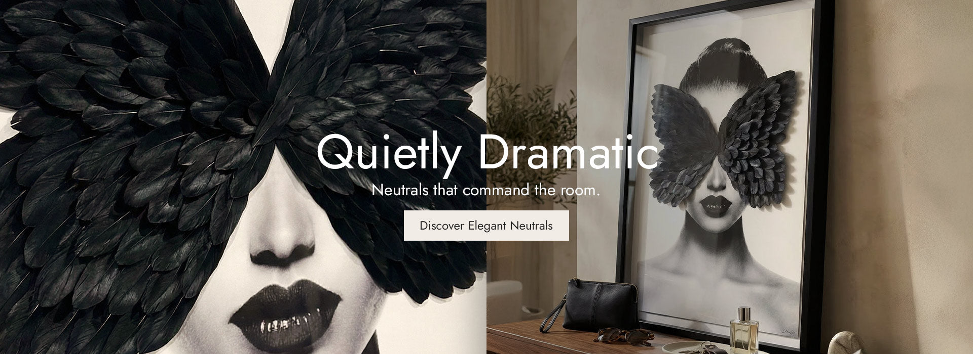 Modern luxury art display featuring monochrome surfboards and metallic designer balloons from the Elegant Neutrals Collection.