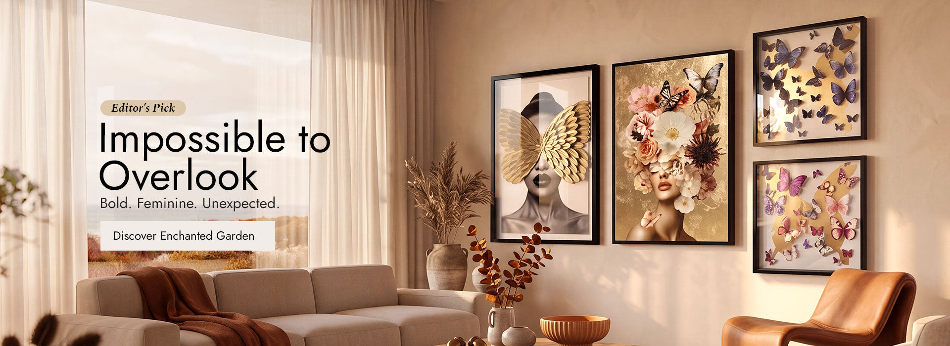 A bright, sophisticated living room featuring the Oliver Gal 