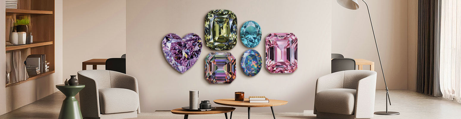 A gallery wall features six art prints, including colorful and black-and-white pieces—portraits of women, a leopard in a grand hall, a swimmer underwater, and vintage-style photography.