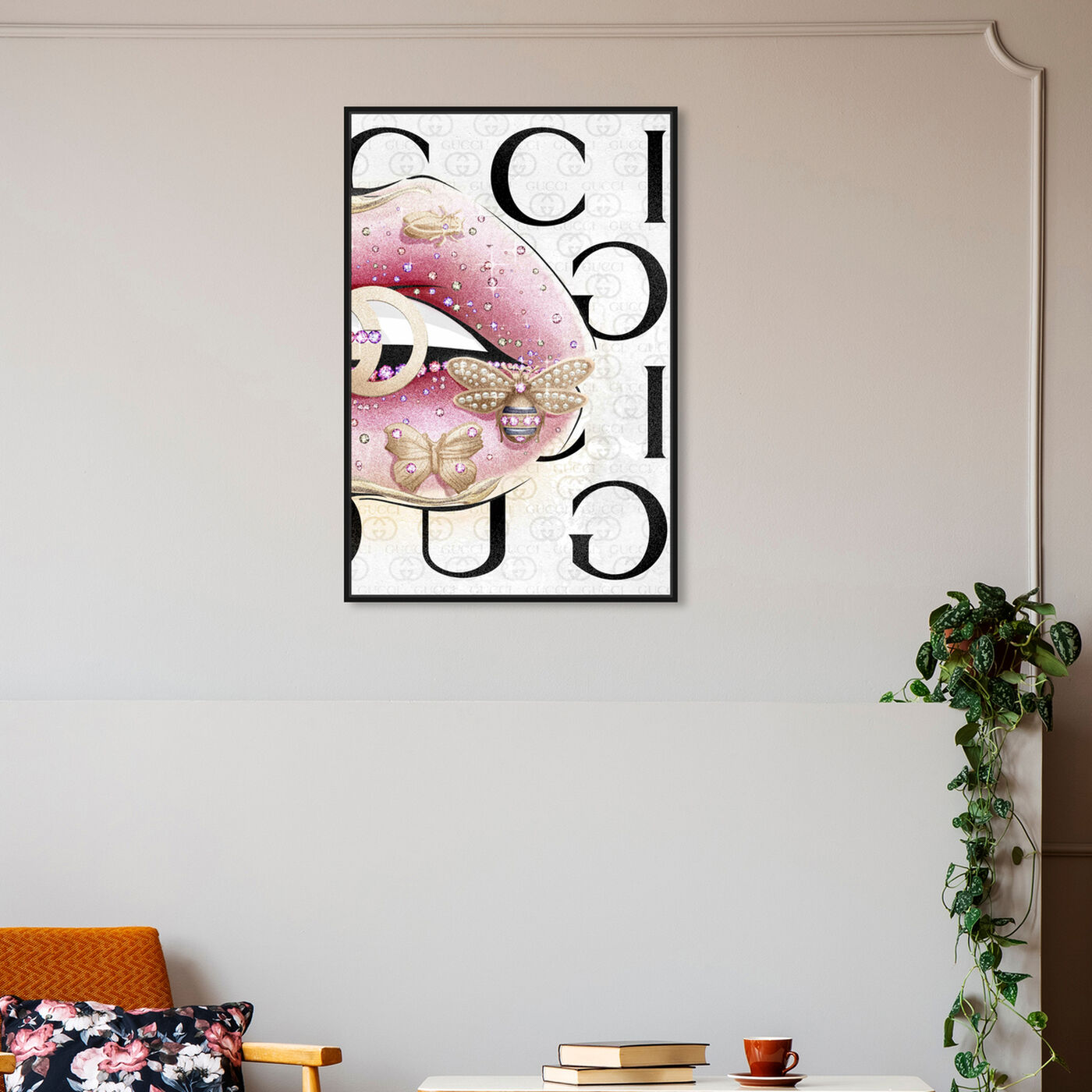Oliver Gal 'Eyes and Rhinestones Pink' Fashion and Glam Wall Art Canvas Print Mascara - Gray, White - 16 x 16