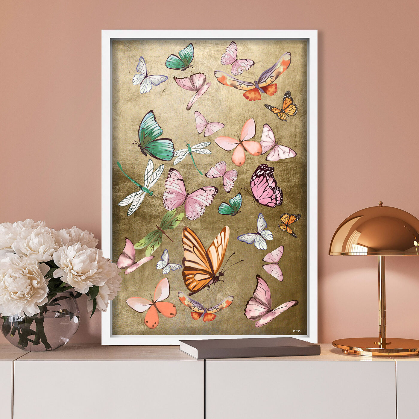 Flying Over Oliver Gold by Leaf Hand-Applied Animals Gold | Art The Gal With Wall 