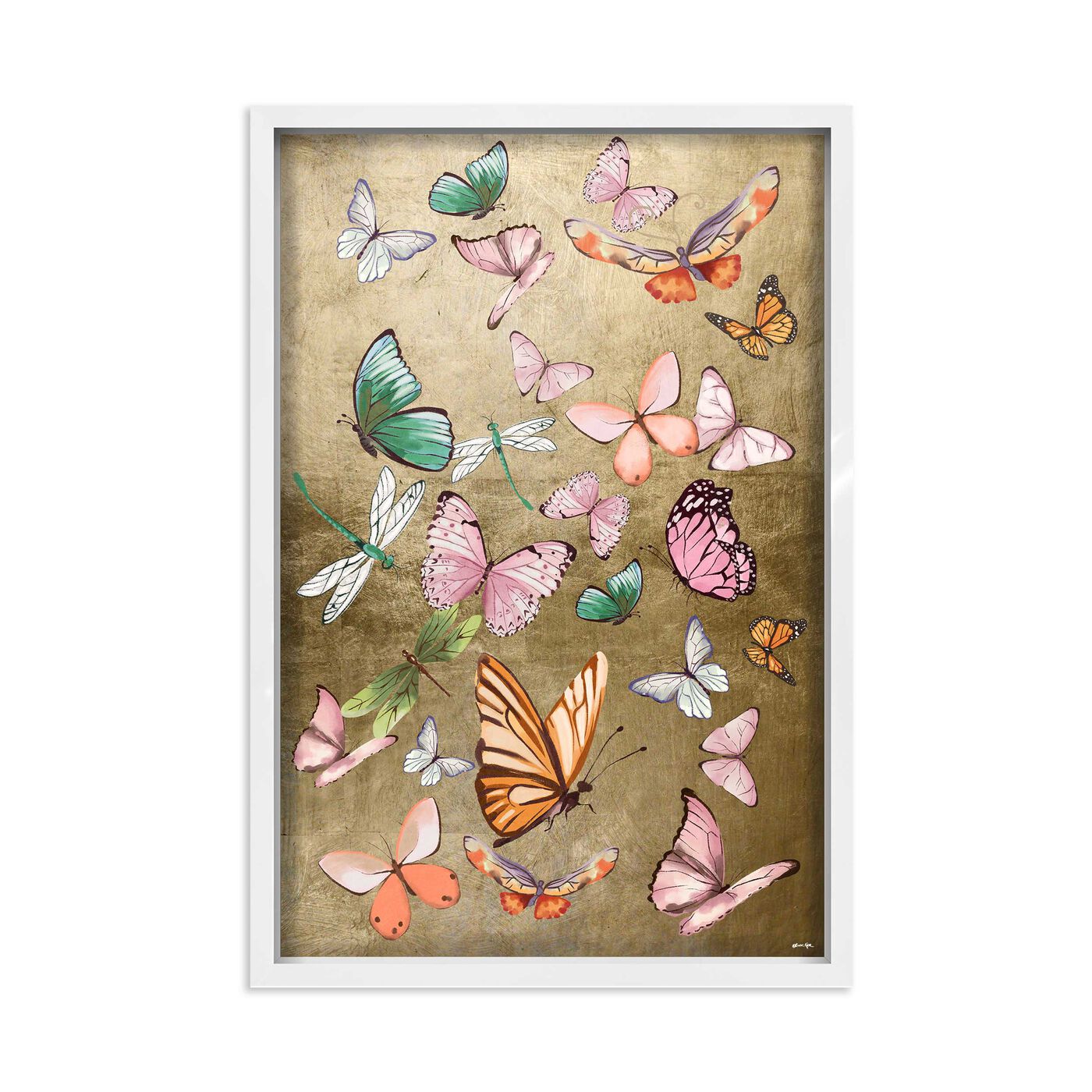 Gold - Over Animals Flying With Gal Hand-Applied Art Oliver | The Leaf by Gold Wall