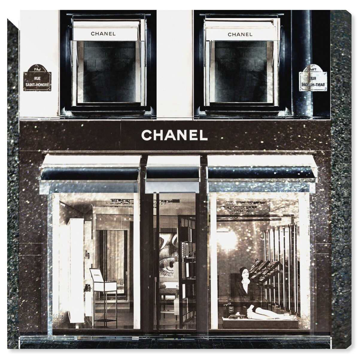 Oliver Gal Coco Chanel Paris Louis Vuitton Canvas Glitter Fashion Wall Art  14x16
