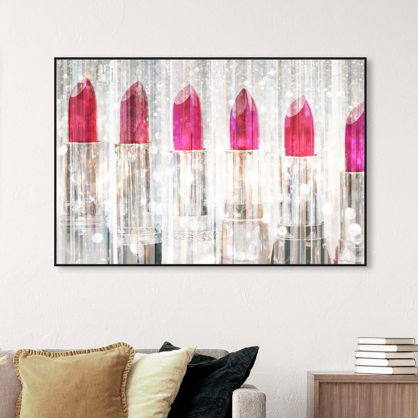 Hanging view of White Lipstick Collection featuring fashion and glam and makeup art.