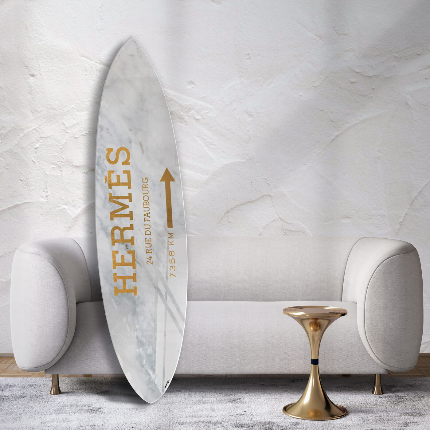 Pop Art Drip Gold Surfboard  Fashion and Glam Wall Art by The Oliver Gal