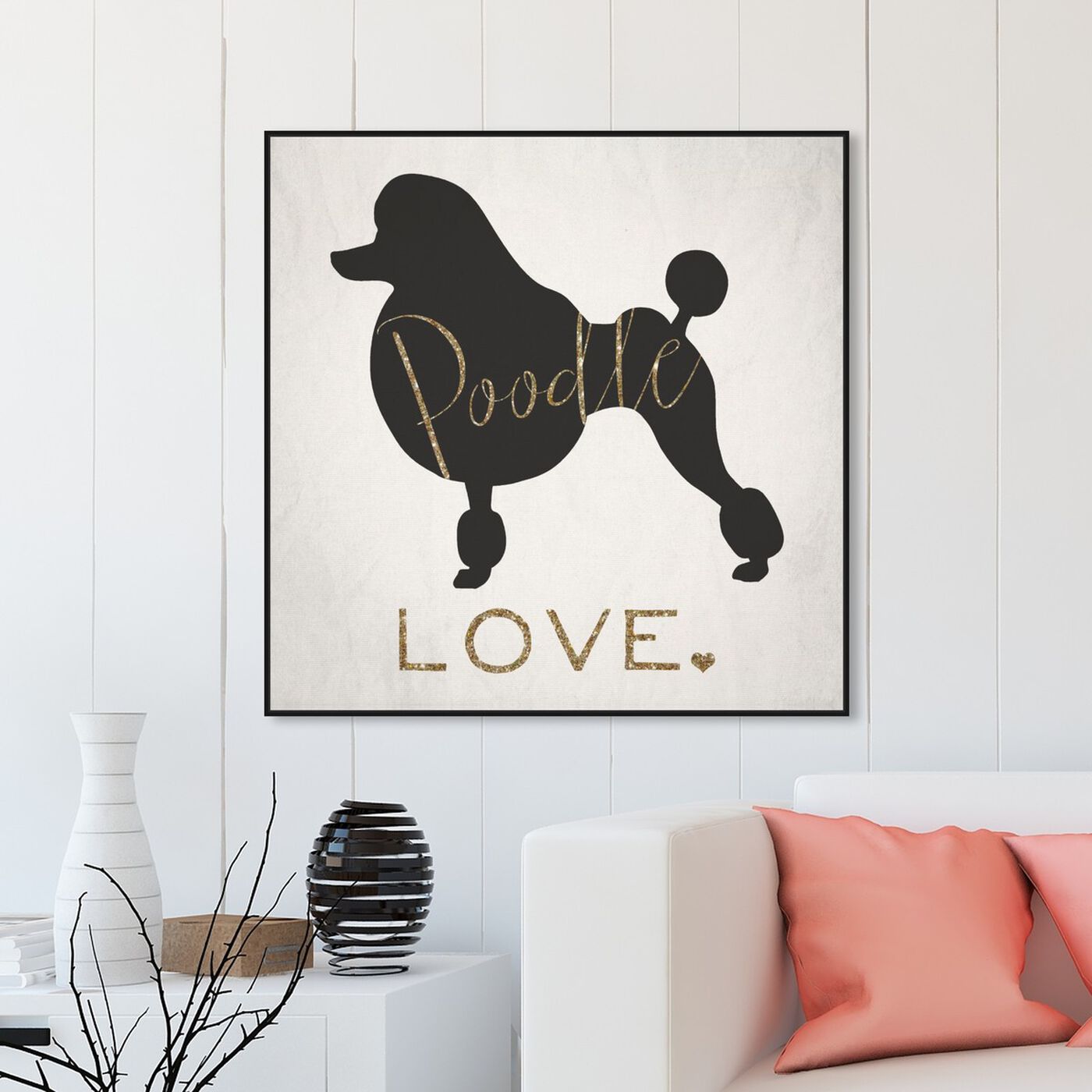Oliver Gal Fashion and Glam Wall Art Framed Canvas Prints 'sleeping POODLE  WHITE' Travel Essentials - Brown, Gold - On Sale - Bed Bath & Beyond -  30897288
