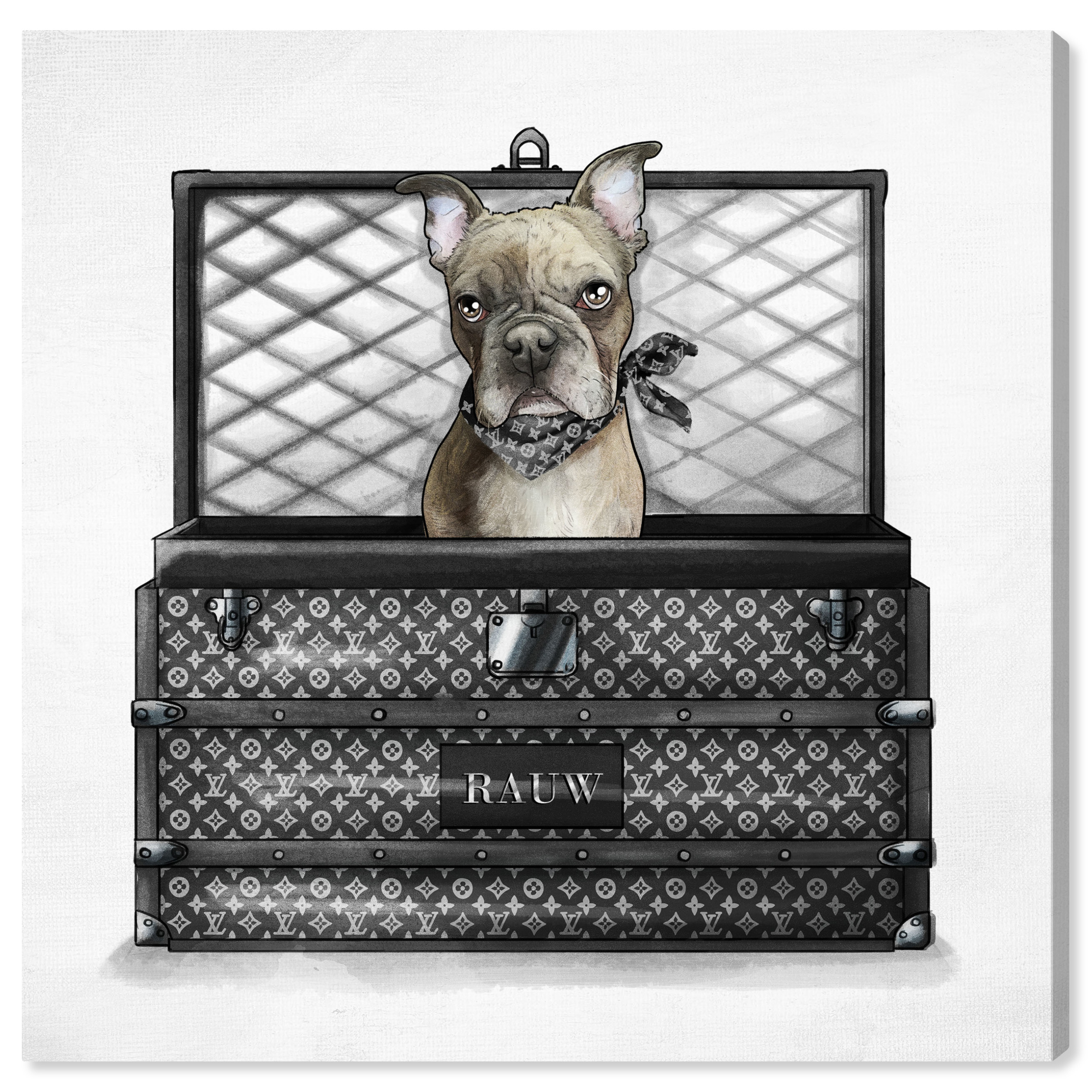 Oliver Gal X Pitbull Dog X Louis Vuitton Suitcase Wall Art Canvas
