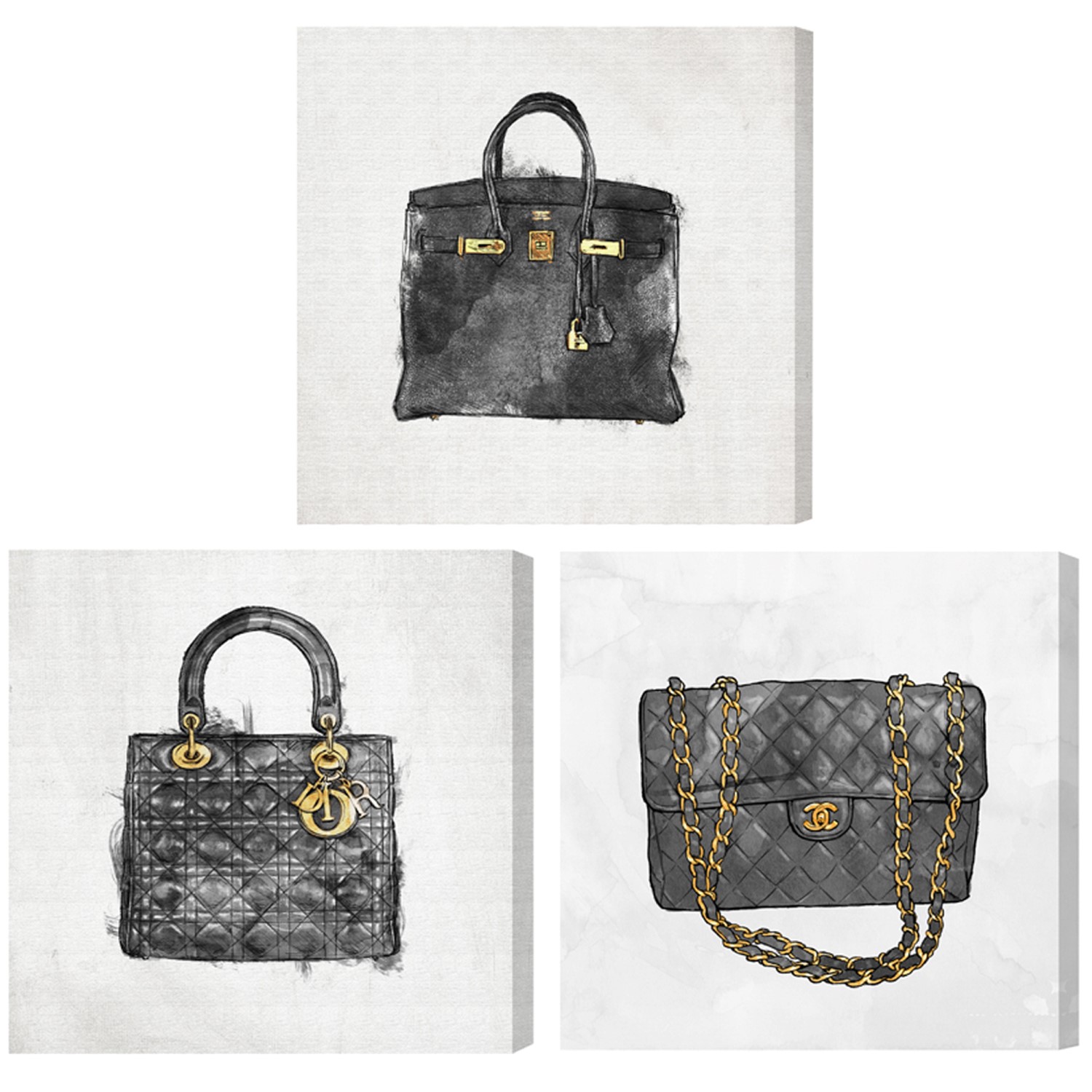 My Handbag Collection Set of 3 | Wall Art by Oliver Gal