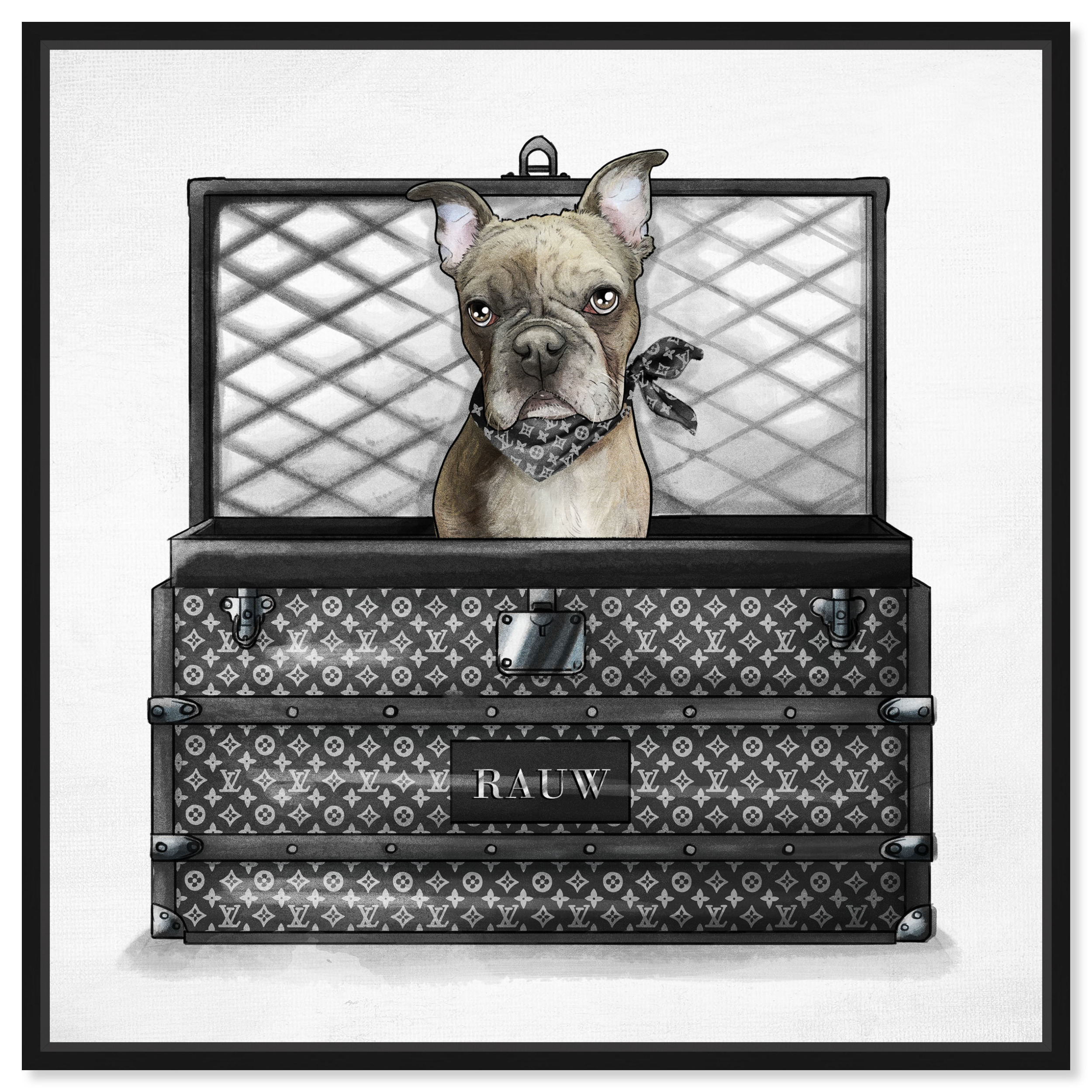 Oliver Gal X Pitbull Dog X Louis Vuitton Suitcase Wall Art Canvas Decor